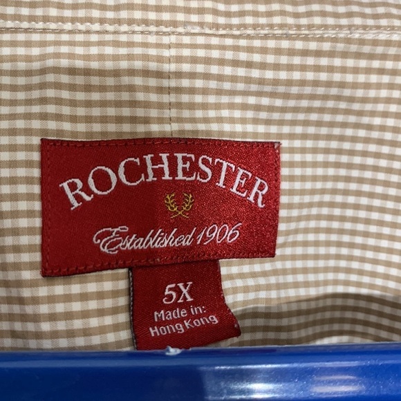 Rochester big and tall 5XL men’s button down long sleeve shirt micro check - Picture 2 of 4